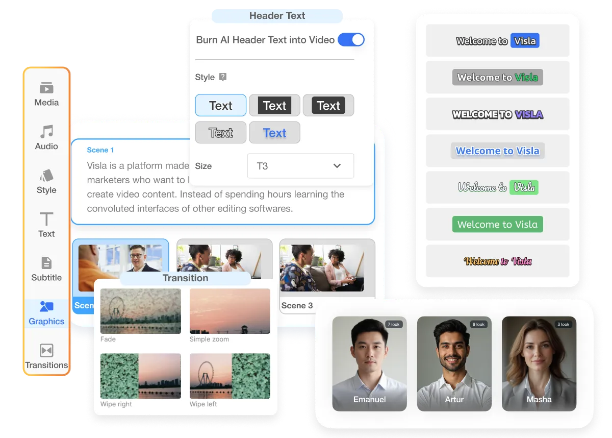 Storyboard-based scene-level editing in Visla’s AI Storyboard Generator, allowing individual storyboard scenes to be regenerated, adjusted, or converted into AI video clips without rebuilding the entire video